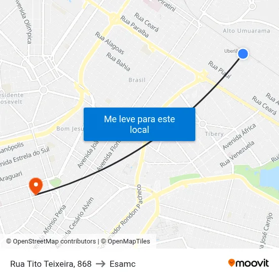 Rua Tito Teixeira, 868 to Esamc map