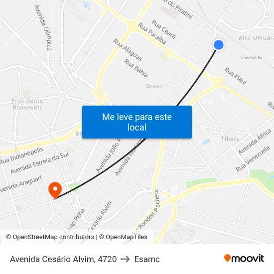 Avenida Cesário Alvim, 4720 to Esamc map