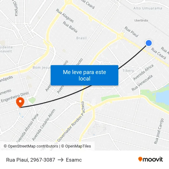 Rua Piauí, 2967-3087 to Esamc map
