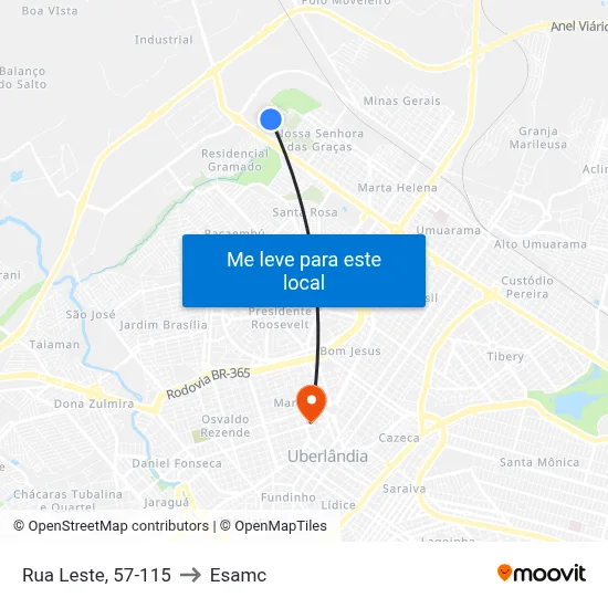 Rua Leste, 57-115 to Esamc map
