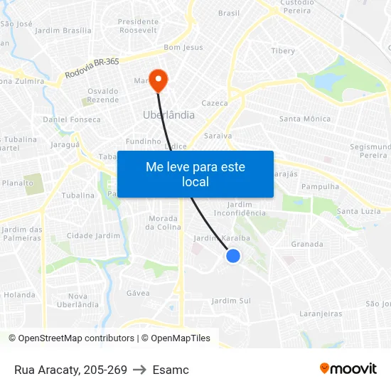 Rua Aracaty, 205-269 to Esamc map