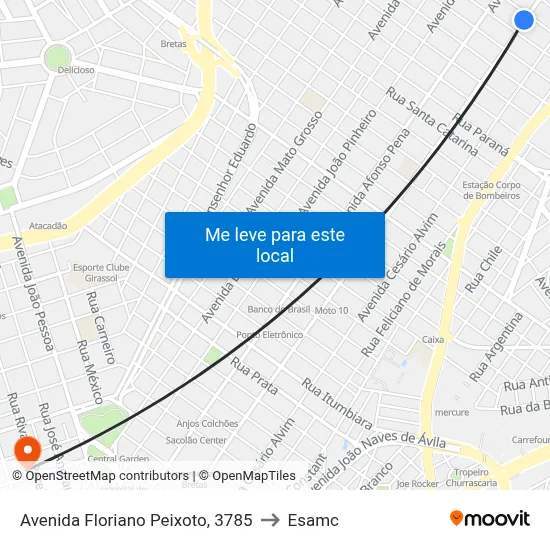 Avenida Floriano Peixoto, 3785 to Esamc map