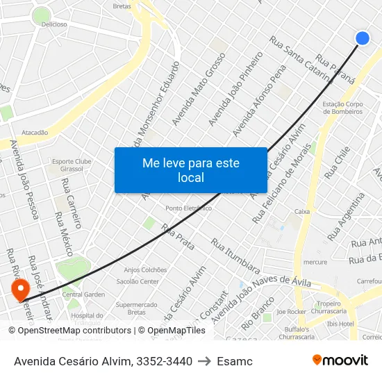 Avenida Cesário Alvim, 3352-3440 to Esamc map