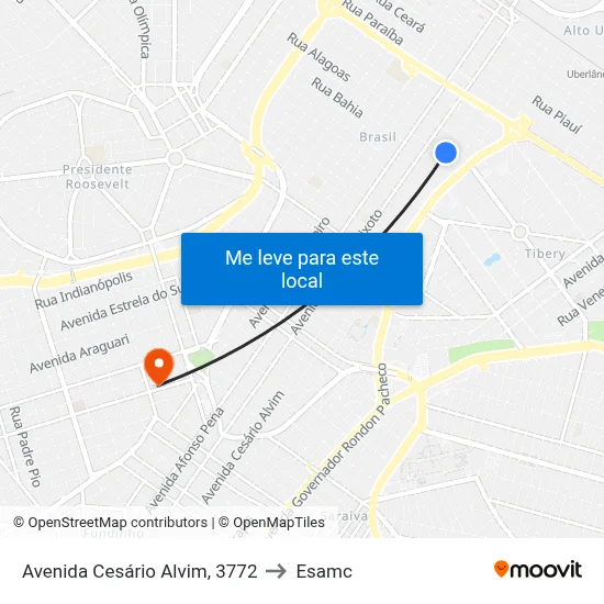Avenida Cesário Alvim, 3772 to Esamc map