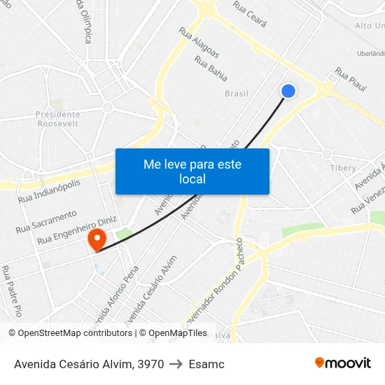 Avenida Cesário Alvim, 3970 to Esamc map