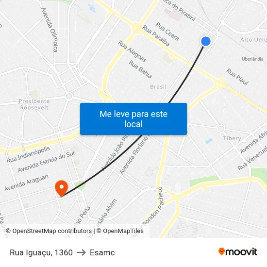 Rua Iguaçu, 1360 to Esamc map