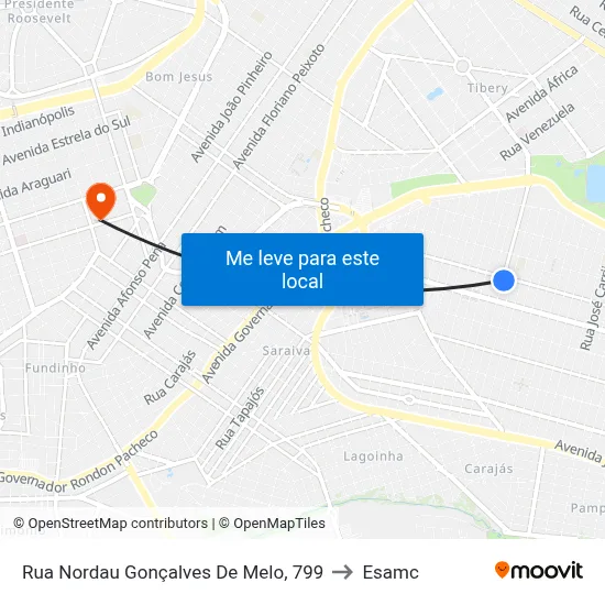 Rua Nordau Gonçalves De Melo, 799 to Esamc map