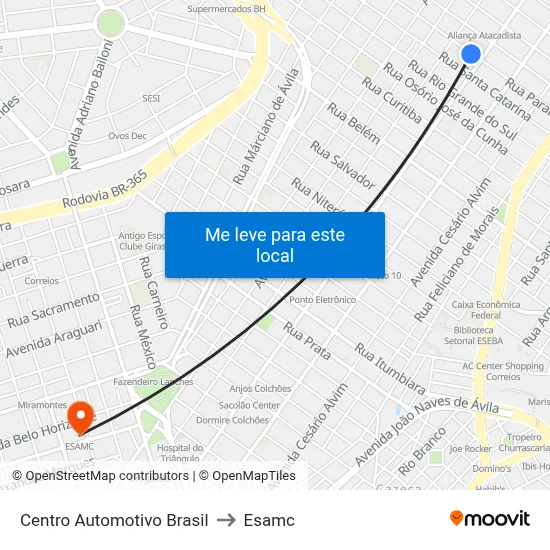 Centro Automotivo Brasil to Esamc map