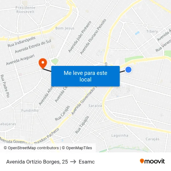 Avenida Ortízio Borges, 25 to Esamc map