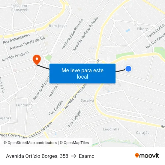 Avenida Ortízio Borges, 358 to Esamc map