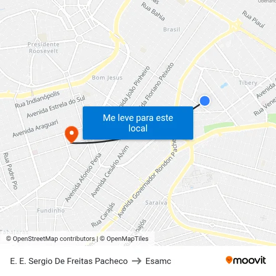 E. E. Sergio De Freitas Pacheco to Esamc map