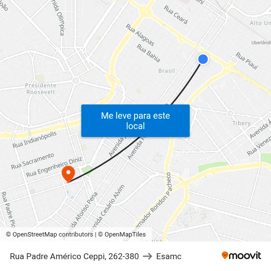Rua Padre Américo Ceppi, 262-380 to Esamc map