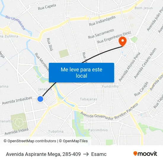 Avenida Aspirante Mega, 285-409 to Esamc map