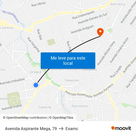 Avenida Aspirante Mega, 79 to Esamc map