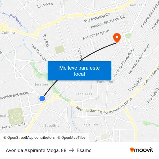 Avenida Aspirante Mega, 88 to Esamc map