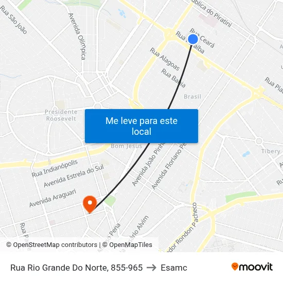 Rua Rio Grande Do Norte, 855-965 to Esamc map