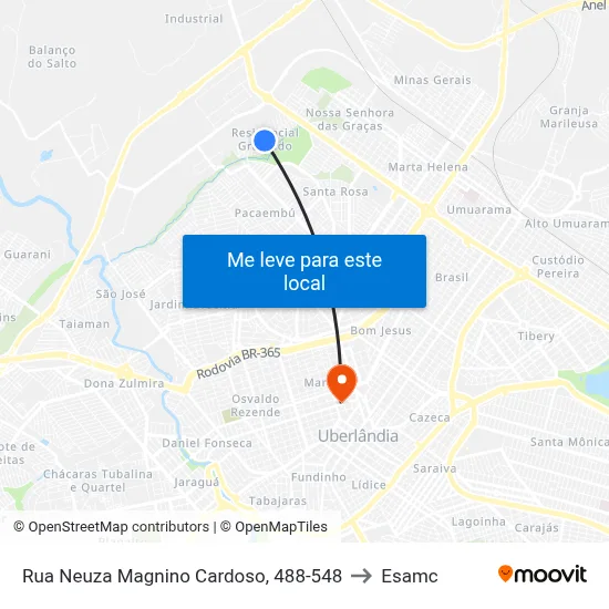 Rua Neuza Magnino Cardoso, 488-548 to Esamc map