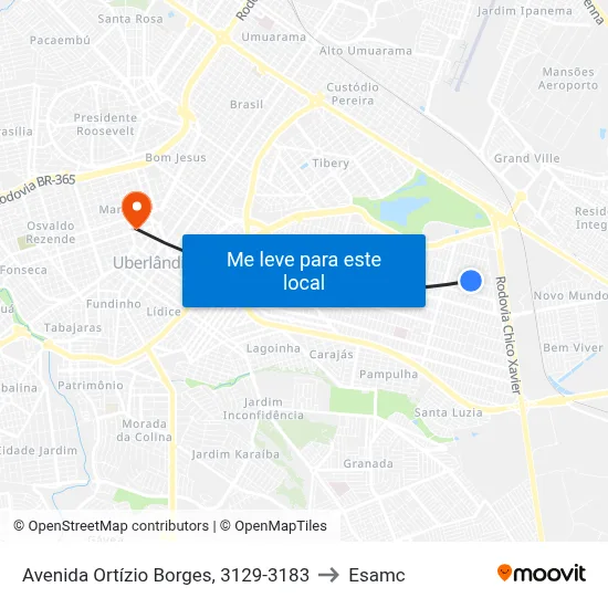 Avenida Ortízio Borges, 3129-3183 to Esamc map
