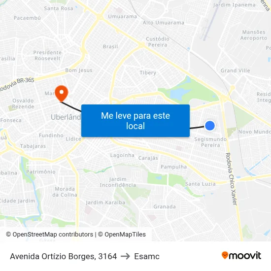 Avenida Ortízio Borges, 3164 to Esamc map
