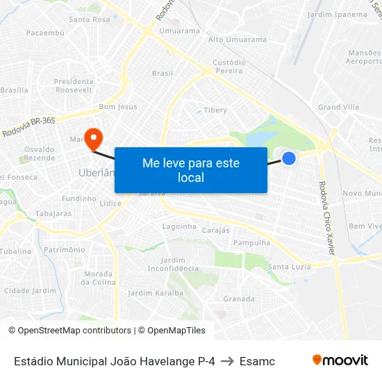 Estádio Municipal João Havelange P-4 to Esamc map