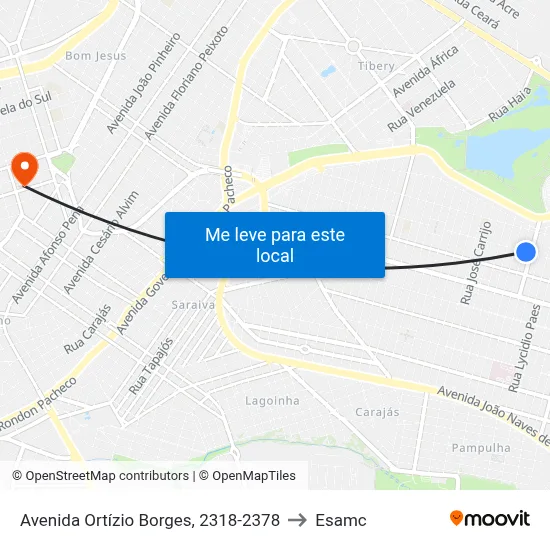 Avenida Ortízio Borges, 2318-2378 to Esamc map
