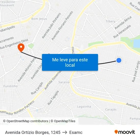 Avenida Ortízio Borges, 1245 to Esamc map