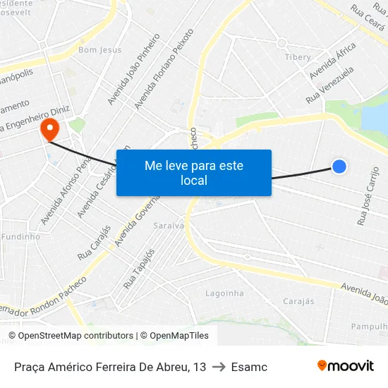 Praça Américo Ferreira De Abreu, 13 to Esamc map
