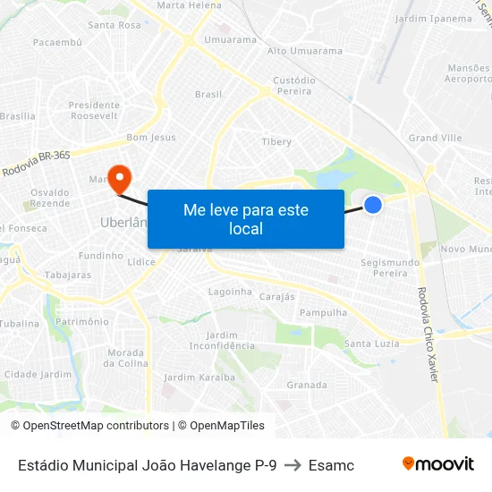 Estádio Municipal João Havelange P-9 to Esamc map
