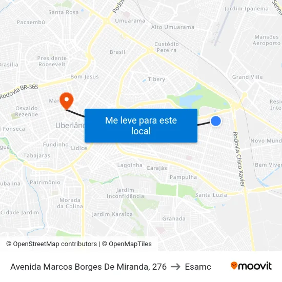 Avenida Marcos Borges De Miranda, 276 to Esamc map