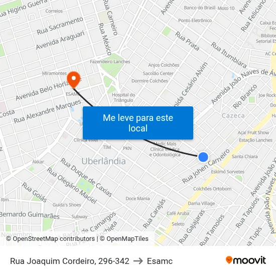 Rua Joaquim Cordeiro, 296-342 to Esamc map
