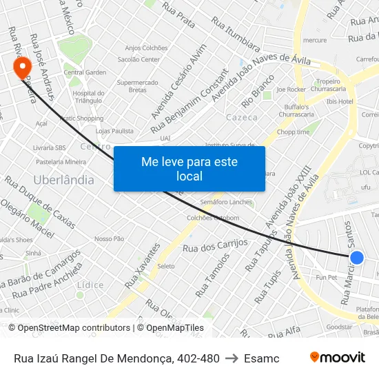 Rua Izaú Rangel De Mendonça, 402-480 to Esamc map