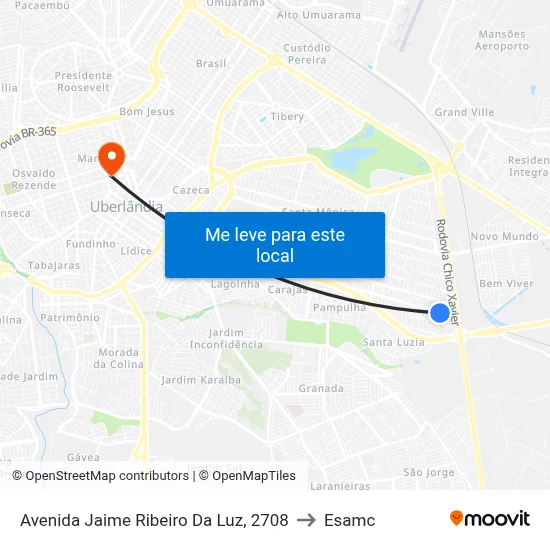 Avenida Jaime Ribeiro Da Luz, 2708 to Esamc map