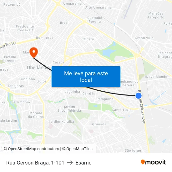 Rua Gérson Braga, 1-101 to Esamc map