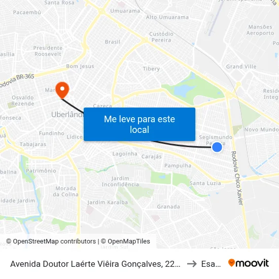 Avenida Doutor Laérte Viêira Gonçalves, 2287-2469 to Esamc map
