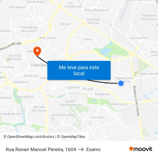 Rua Ronan Manoel Pereira, 1604 to Esamc map