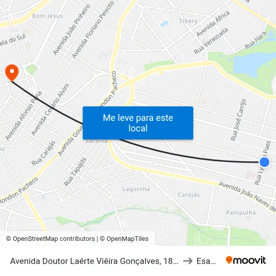 Avenida Doutor Laérte Viêira Gonçalves, 1894 to Esamc map