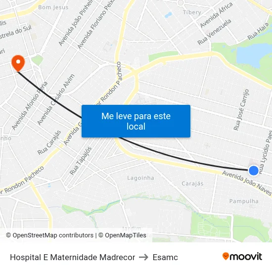 Hospital E Maternidade Madrecor to Esamc map
