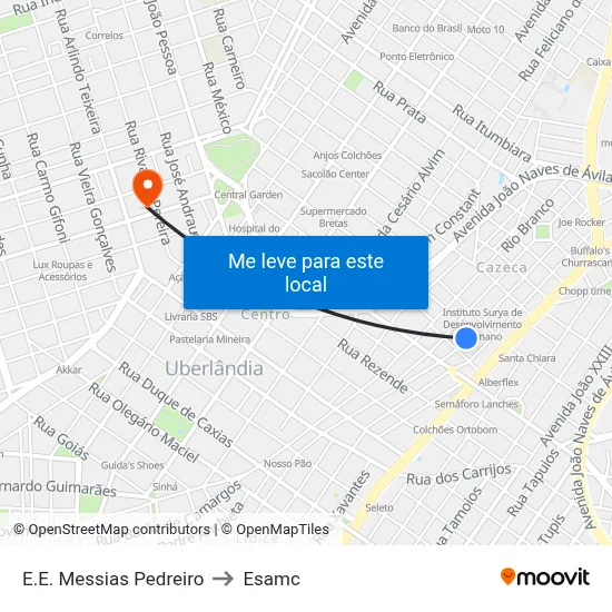 E.E. Messias Pedreiro to Esamc map