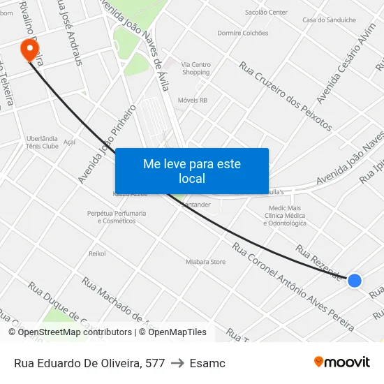 Rua Eduardo De Oliveira, 577 to Esamc map