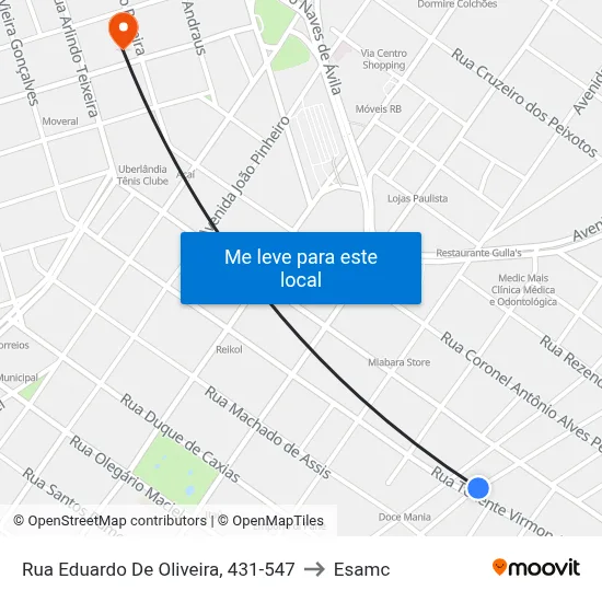 Rua Eduardo De Oliveira, 431-547 to Esamc map