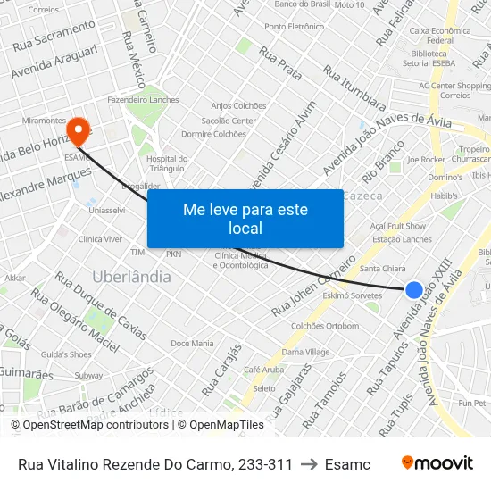 Rua Vitalino Rezende Do Carmo, 233-311 to Esamc map
