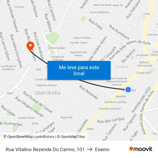 Rua Vitalino Rezende Do Carmo, 101 to Esamc map
