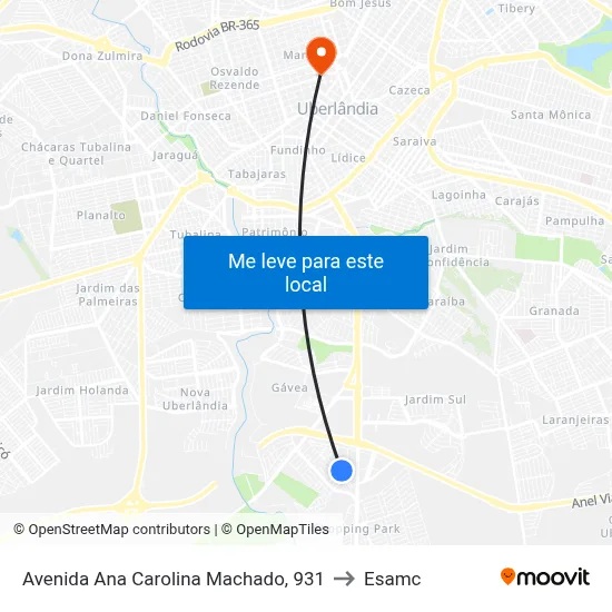 Avenida Ana Carolina Machado, 931 to Esamc map
