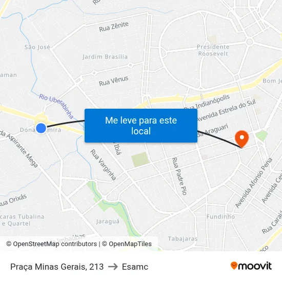 Praça Minas Gerais, 213 to Esamc map