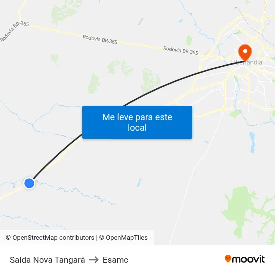 Saída Nova Tangará to Esamc map