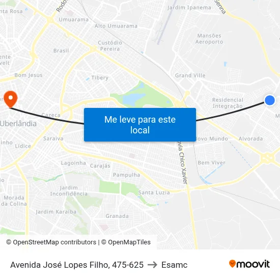 Avenida José Lopes Filho, 475-625 to Esamc map