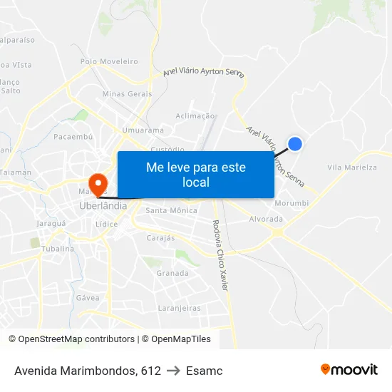 Avenida Marimbondos, 612 to Esamc map