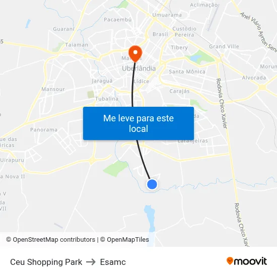 Ceu Shopping Park to Esamc map