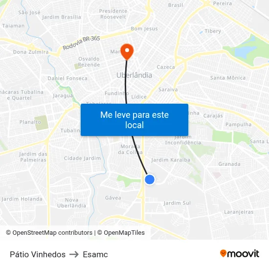 Pátio Vinhedos to Esamc map