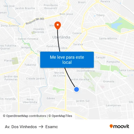 Av. Dos Vinhedos to Esamc map